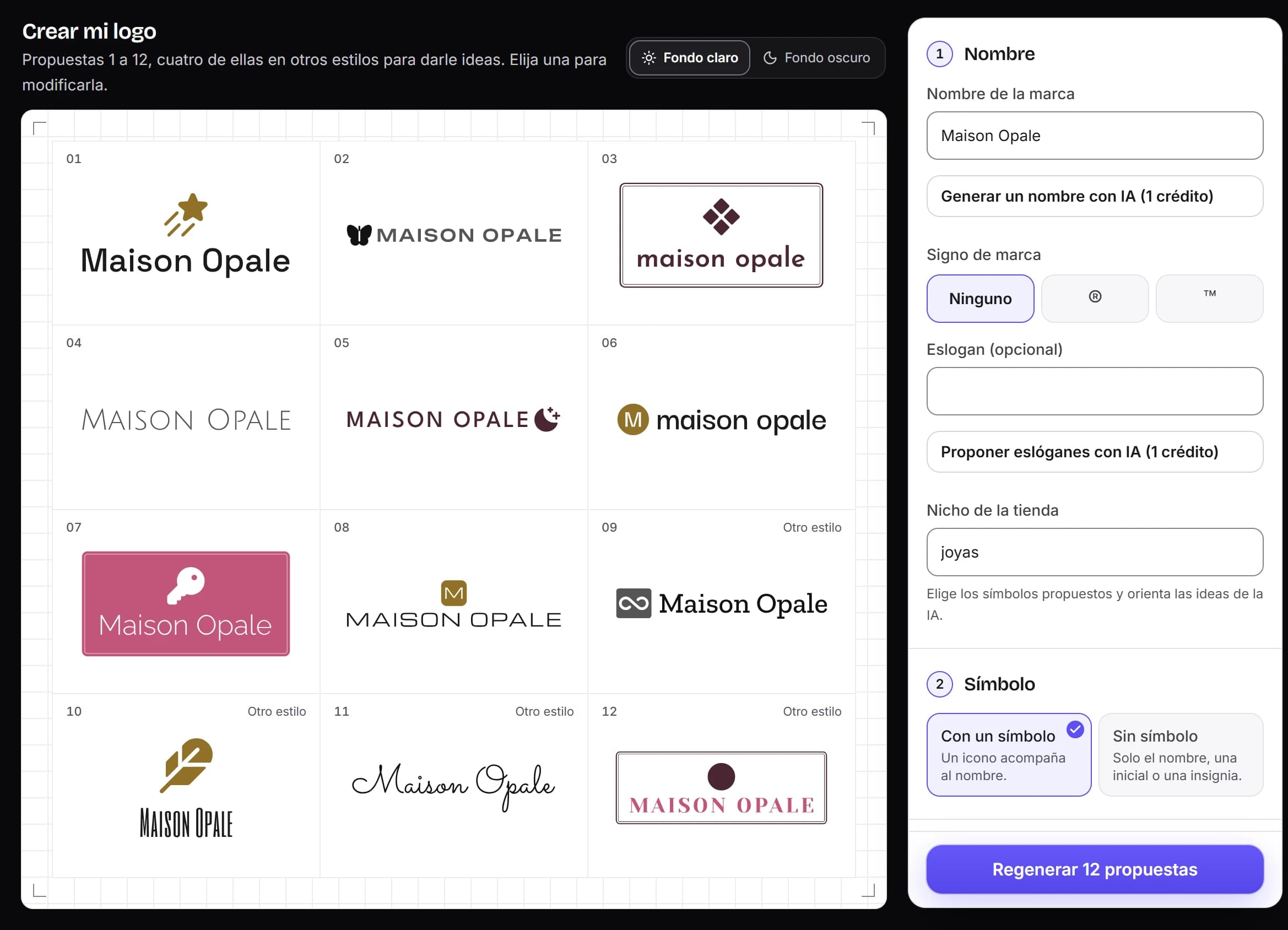 El creador de logos de Vueko: doce propuestas y los ajustes